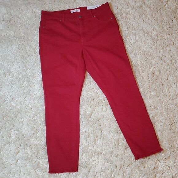 LOFT Slim Pockets Skinny Frayed Hem Jeans - Picture 1 of 7